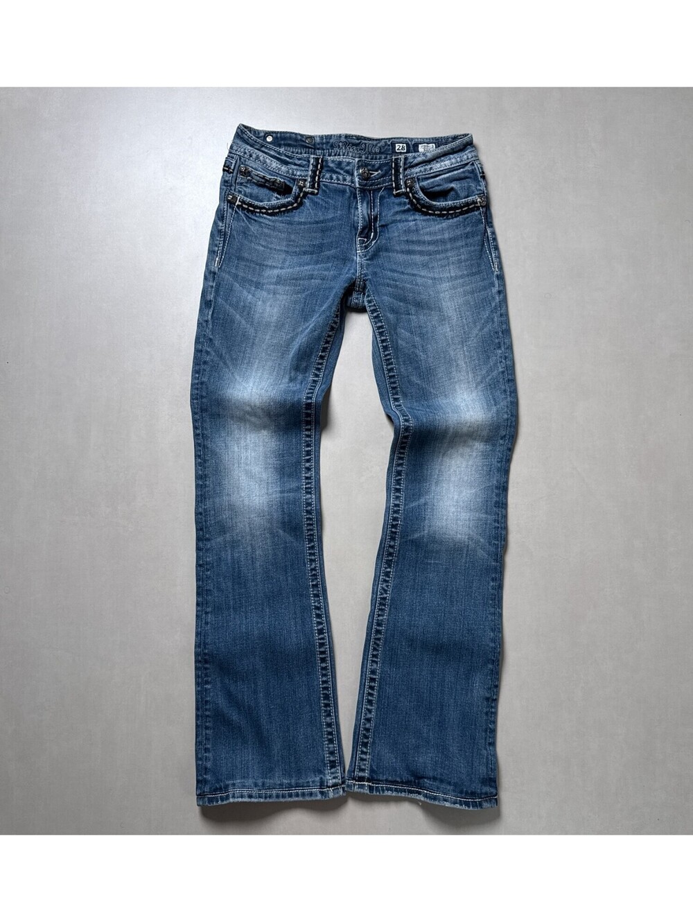 Y2K Miss Me 00s Light Wash Cross Embroidered Bootcut Jeans